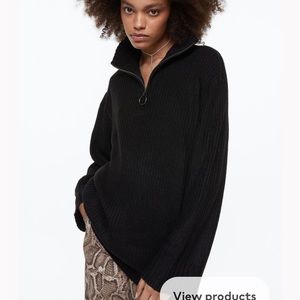 Ribbed Knit Half Zip Sweater